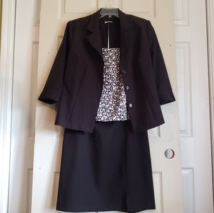 3 piece black and white ladies suit